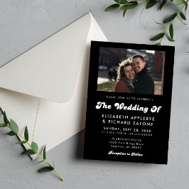 Invitación Foto de Boda Retro con Estilo en Blanco y Negro