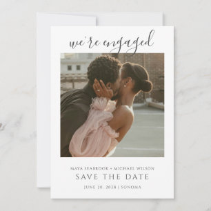 Invitación Foto de boda romántica simple para guardar la fech
