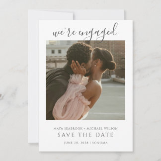 Invitación Foto de boda romántica simple para guardar la fech