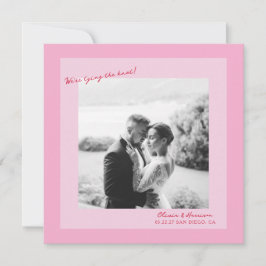 Invitación Foto de boda rosa para guardar la fecha