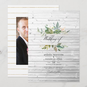 Invitación Foto de boda rústica de granero campestre con vege
