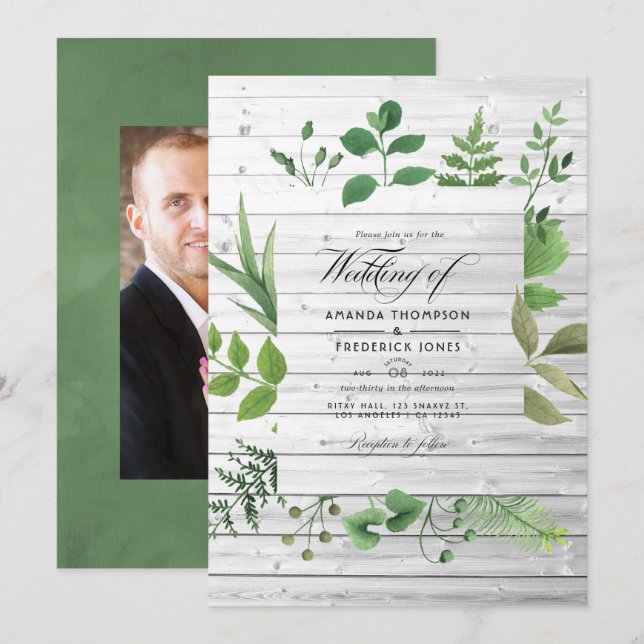 Invitación Foto de Boda rústico de bosque de bosques