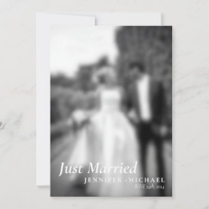 Invitación Foto de Boda simple y elegante, recién casada, neg