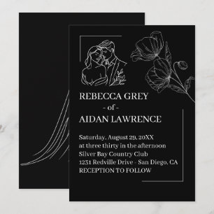 Invitación Foto de Boda Superpuesta Premium en Blanco y Negro