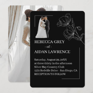 Invitación Foto de boda superpuesta simple en blanco y negro