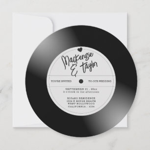 Invitación Foto de bodas con disco de vinilo retro
