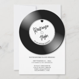 Invitación Foto de bodas con disco de vinilo retro