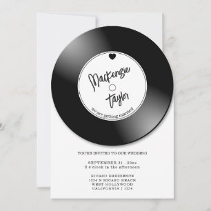 Invitación Foto de bodas con disco de vinilo retro