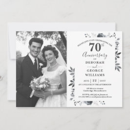Invitación Foto de Bodas de Aniversario Floral Platino 70