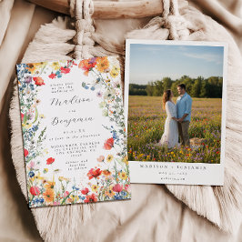 Invitación Foto de Bodas de Flor Silvestre Negrita