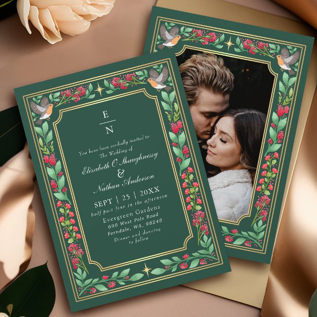 Invitación Foto de bodas de jardín botánico con encanto verde (Subido por el creador)