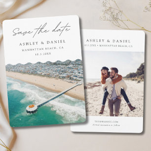 Invitación Foto de bodas en la playa de Manhattan: Salven la 