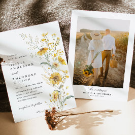 Invitación Foto de Bodas Girasol Flor Silvestre Amarilla