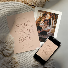 Invitación Foto de Boho Arco Minimalista moderno salva la fec