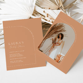 Invitación Foto de Boho Arco Minimalista Rosa Ducha de novia