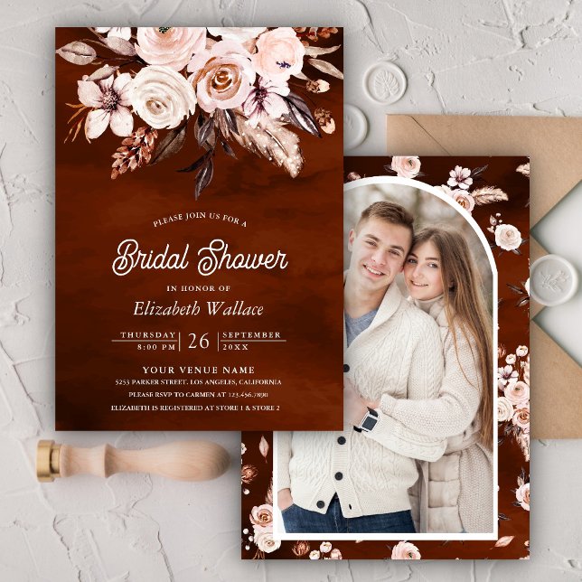 Invitación Foto de Boho Earthy Floral Foto de terracotta Duch (Subido por el creador)