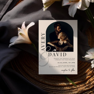 Invitación Foto de Boho Minimalista Boda moderno con arcos