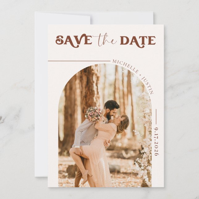 Invitación Foto de Boho | Modern Save the Date Invitation (Anverso)