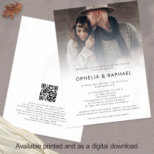 Invitación Foto de Boho Superposición del código QR Boda bohe