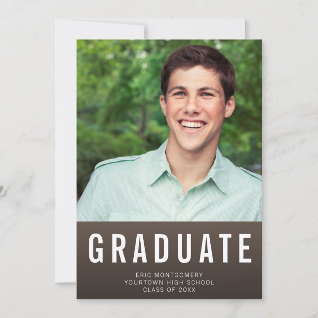 Invitación Foto de Brown Ombre de la fiesta virtual de gradua (Anverso)
