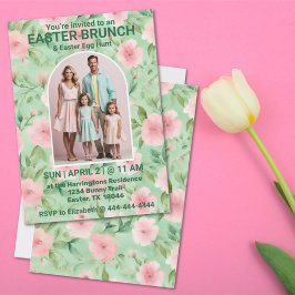 Invitación Foto de Brunch de Pascua Pastel Rosa y Florencia V