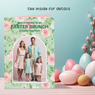 Invitación Foto de Brunch de Pascua Pastel Rosa y Florencia V