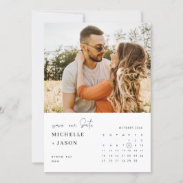 Invitación Foto de calendario minimalista Save the Date