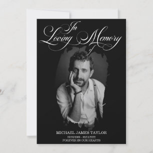 Invitación Foto De Caligrafía De Oro En Funeral De Memoria Am