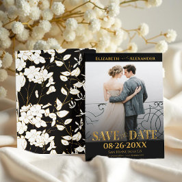 Invitación Foto de caligrafía de Relieve metalizado dorado Gu