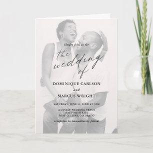 Invitación Foto de Caligrafía Elegante Boda Moderna