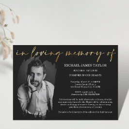 Invitación Foto De Caligrafía Moderna En Funeral De Memoria A