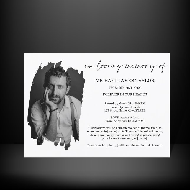 Invitación Foto De Caligrafía Moderna En Funeral De Memoria A (Subido por el creador)