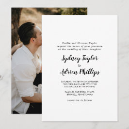 Invitación Foto de caligrafía simple Boda formal