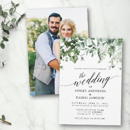 Invitación Foto de Calligraphy Boda Ivy Sage Greenery