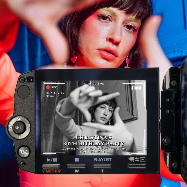 Invitación Foto de cámara de video Fiesta de cumpleaños númer (Subido por el creador)