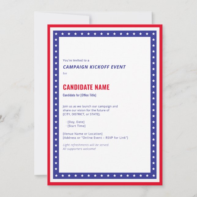 Invitación Foto de candidato a evento político de inicio de c (Anverso)