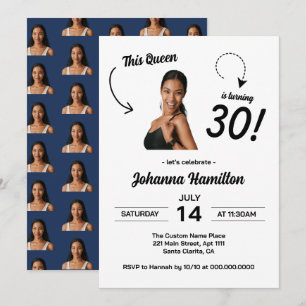 Invitación Foto de Cara Divertida Cumpleaños 30 Mujeres