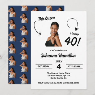 Invitación Foto de Cara Divertida Cumpleaños 40 Mujeres