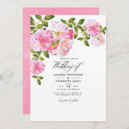 Invitación Foto de casamiento en el jardín rosa rosa