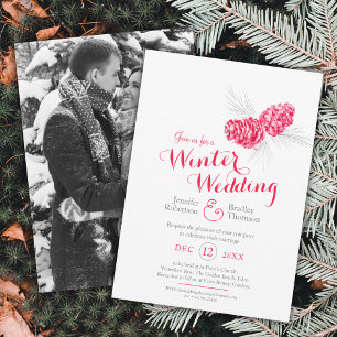 Invitación Foto de casona de invierno gris rojo