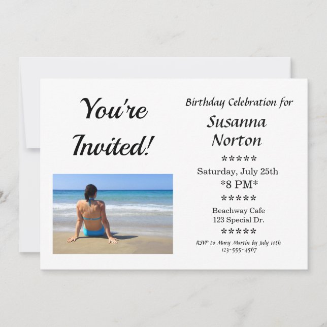 Invitación Foto de Celebración de Cumpleaños Personalizada (Anverso)