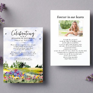 Invitación Foto de Celebración de la Vida con Campo Floral Ac