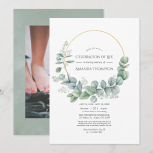 Invitación Foto de Celebración de la Vida de Eucalipto Sage d