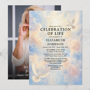 Invitación Foto de Celebración de la Vida de la Paloma del Ci