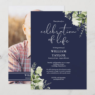 Invitación Foto de Celebración de la Vida en Verde Marino