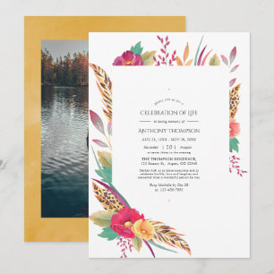 Invitación Foto de Celebración de la Vida Safari Floral Acuar