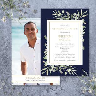 Invitación Foto de Celebración de Vida en Funeral de Azul Mar