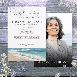 Invitación Foto de Celebración de Vida en la Playa Pacífico