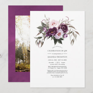Invitación Foto de celebración de vida floral de terciopelo p