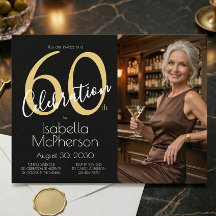 Foto de celebración del 60 cumpleaños en negro y d